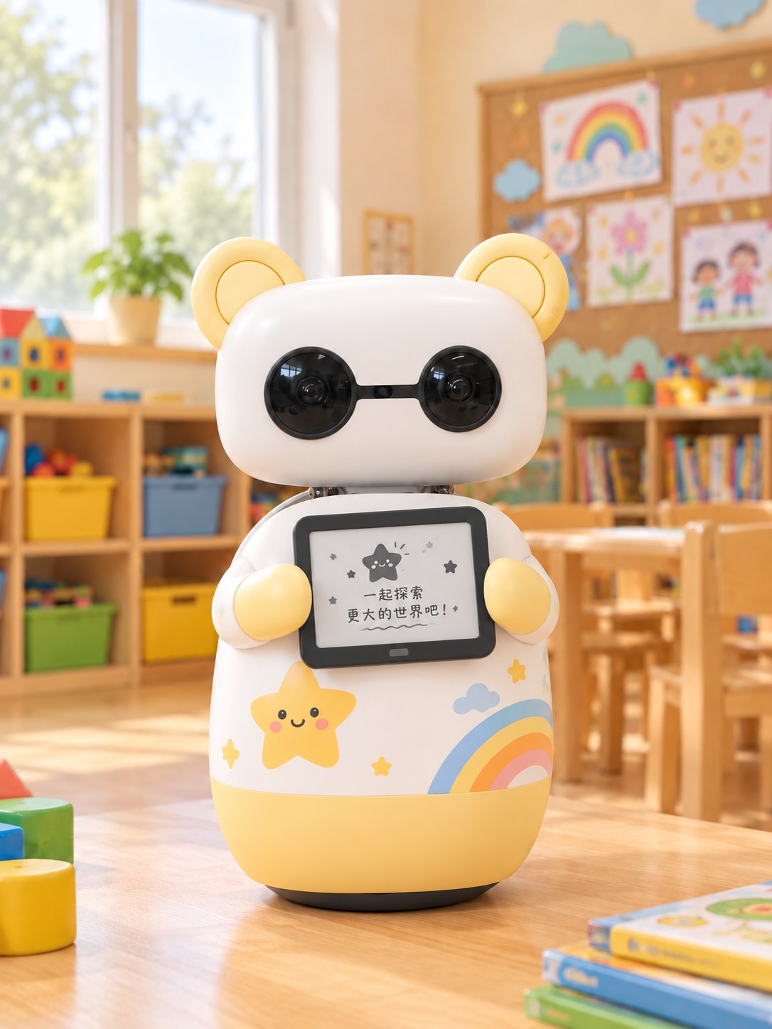 StarMii pro 桌面教育机器人，配备带墨水屏的手臂附件